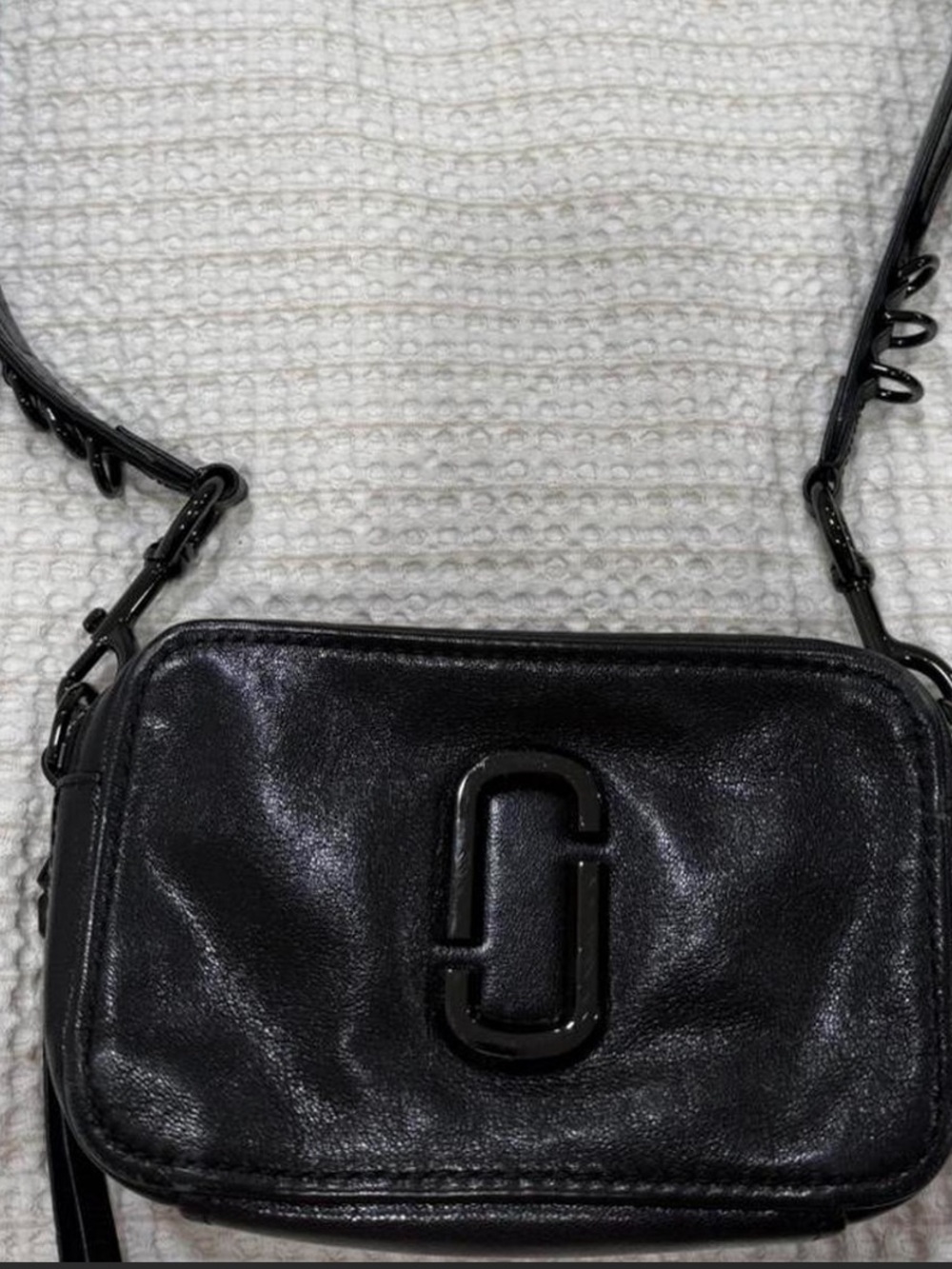 Marc Jacobs Black Leather Double J Crossbody Bag